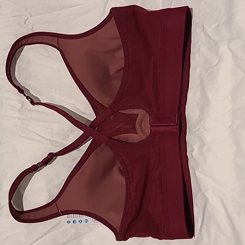 Jockey Forever Fit Mid Impact Active Two Tone Bra in BURGUNDY Sz. Medium - Picture 6 of 6